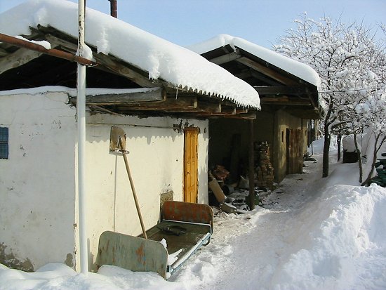 Sneeuw op de sauna