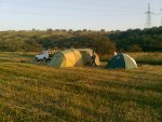 Tentenkamp voor het hooien