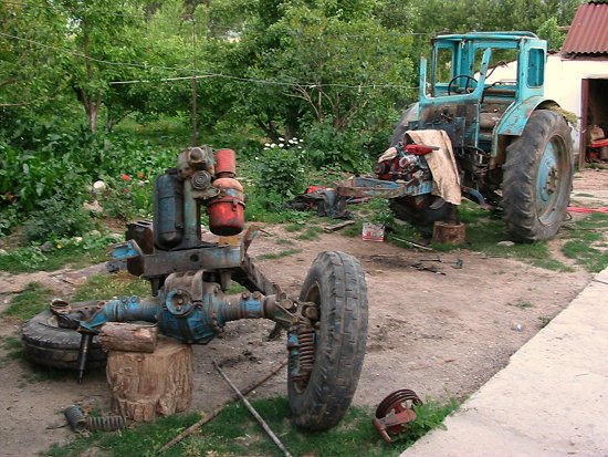 Groot onderhoud aan de tractor